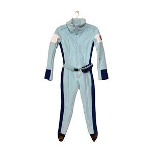 Obermeyer Womens Kitt ITB Softshell Ski Suit LA PAZ Blue White Size 8 Belted